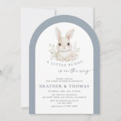 Invitation A Little Bunny Elegant Dusty Blue Arch Baby Shower (Devant)