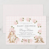 Invitation A little bunny is on the way, bunny baby shower (Devant / Derrière)