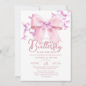 Invitation  A Little Butterfly Bow Baby Shower  (Devant)