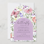 Invitation A Little Butterfly Is On The Way Purple Arch (Devant)