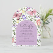 Invitation A Little Butterfly Is On The Way Purple Arch (Debout devant)