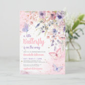 Invitation A Little Butterfly Wildflower Baby Shower (Debout devant)