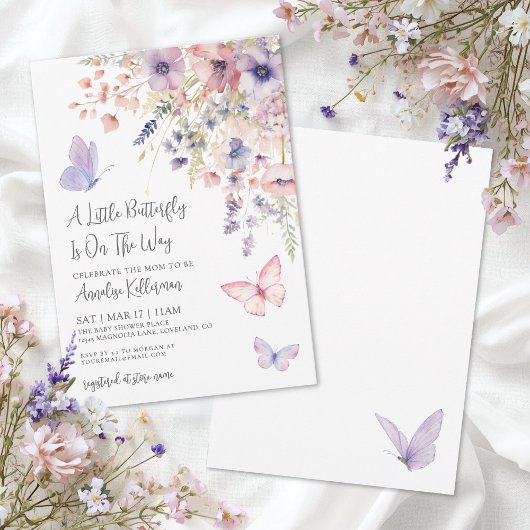 Invitation A Little Butterfly Wildflower Baby Shower