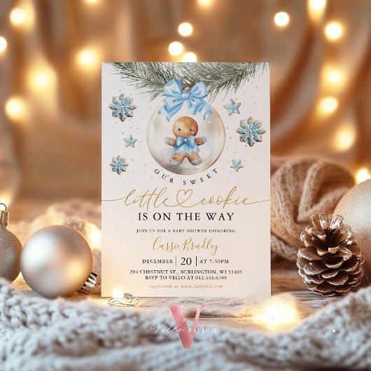 Invitation A Little Cookie Baubles Gingerbread Baby Shower