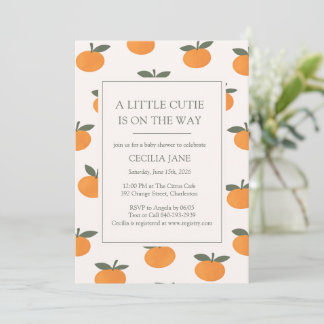 Invitation A Little Cutie Orange Gender Neutral Baby Shower