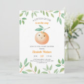 Invitation A Little Cutie Orange Gingham Citrus Baby Shower (Debout devant)