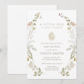 Invitation A Little Egg Is About To Hatch Baby Shower (Devant / Derrière)