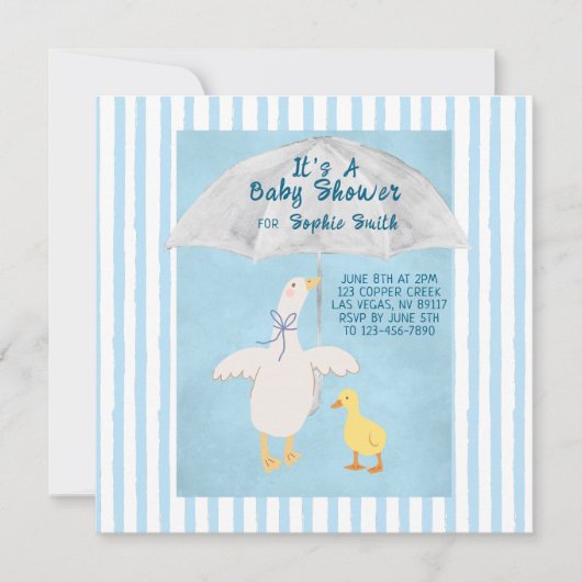 Invitation A Little Goose Is On The Way Baby Shower Square (Devant)