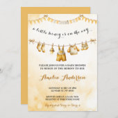 Invitation A little Honey On The Way Clothesline Baby Shower (Devant / Derrière)