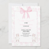 Invitation A Little Lucky Duckie Pink Bow Floral Baby Shower (Devant)