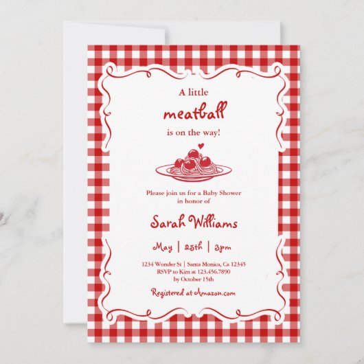 Invitation A Little Meatball Baby Shower (Devant)