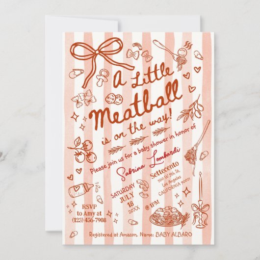 Invitation A little Meatball is on the way (Devant)