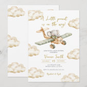 Invitation A Little Peanut is on the Way Elephant Baby Shower (Devant / Derrière)