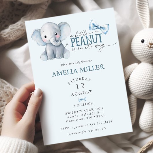 Invitation A Little Peanut is on the Way Elephant Baby Shower