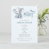 Invitation A Little Peanut is on the Way Elephant Baby Shower (Debout devant)