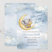 Invitation A Little Peanut is on the Way Elephant Baby Shower (Devant / Derrière)