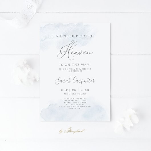 Invitation A Little Piece of Heaven Baby Shower Boy