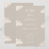 Invitation A Little Piece Of Heaven Beige Clouds Baby Shower (Devant / Derrière)