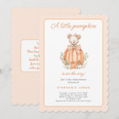 Invitation A Little Pumpkin Baby Shower girl (Devant / Derrière)