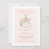 Invitation A little pumpkin gingham fall baby shower girl (Devant)