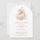 Invitation A little pumpkin gingham fall baby shower girl (Devant)