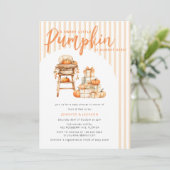 Invitation A Little Pumpkin Is Amost Here Baby Shower (Debout devant)