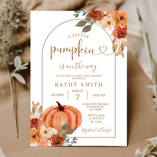 Invitation A little Pumpkin is on the way Baby Shower