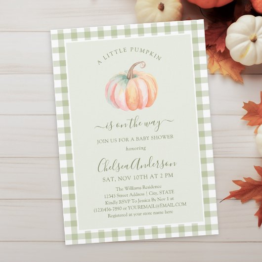 Invitation A Little Pumpkin is On The Way Fall Baby Shower