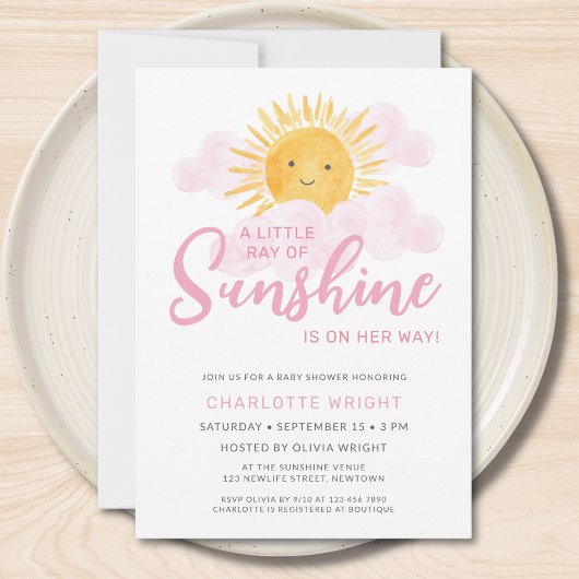 Invitation A Little Ray Of Sunshine Is On Her Way Baby Shower