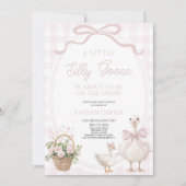 Invitation A Little Silly Goose Pink Bow Floral Baby Shower (Devant)