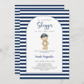 Invitation A Little Slugger Baseball Baby Shower Boy (Devant / Derrière)