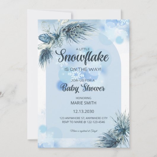 Invitation A Little Snowflake is on the Way Baby Shower (Devant)
