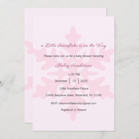 Invitation A Little Snowflake is on the Way Invitation, Baby (Devant / Derrière)