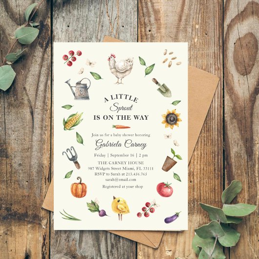 Invitation A Little Sprout Is On the Way | Rustic Baby Shower