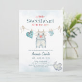 Invitation A little sweetheart Blue Boy Baby shower (Debout devant)