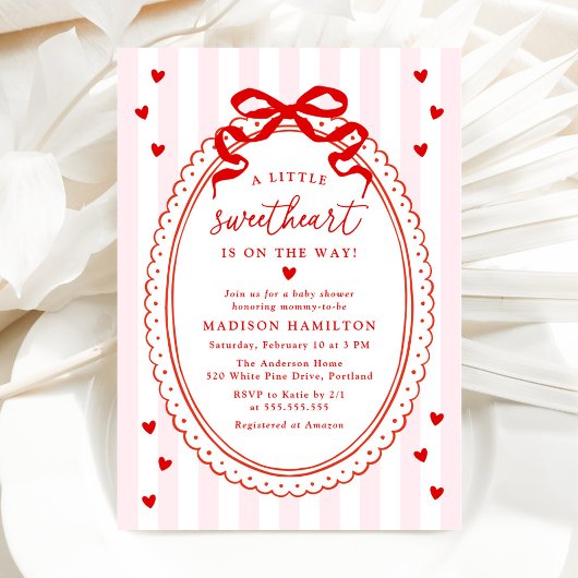 Invitation A Little Sweetheart Bow Baby Shower