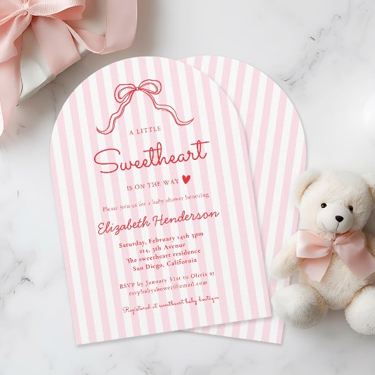 Invitation A Little Sweetheart Bow Valentine's Baby Shower