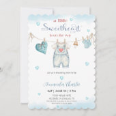 Invitation A little sweetheart clothesline Boy baby shower  (Devant)