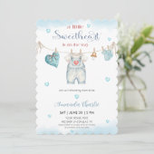 Invitation A little sweetheart clothesline Boy baby shower  (Debout devant)