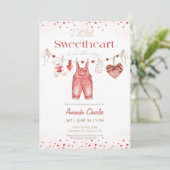 Invitation A little sweetheart Red Boy Baby shower  (Debout devant)