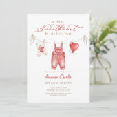Invitation A little sweetheart Red Boy Baby shower  (Debout devant)