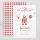 Invitation A little sweetheart Red Boy Baby shower  (Devant / Derrière)