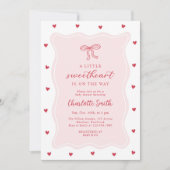 Invitation A Little Sweetheart Valentine Bow Baby Shower (Devant)