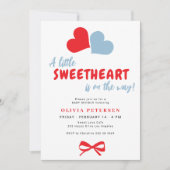 Invitation A little sweetheart Valentines boy baby shower (Devant)