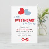 Invitation A little sweetheart Valentines boy baby shower (Debout devant)