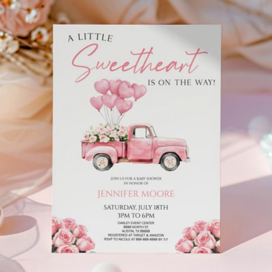 Invitation A Little Sweetheart Valentine's Day Baby Shower