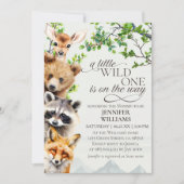 Invitation A Little Wild One Woodland Animals Baby Shower (Devant)