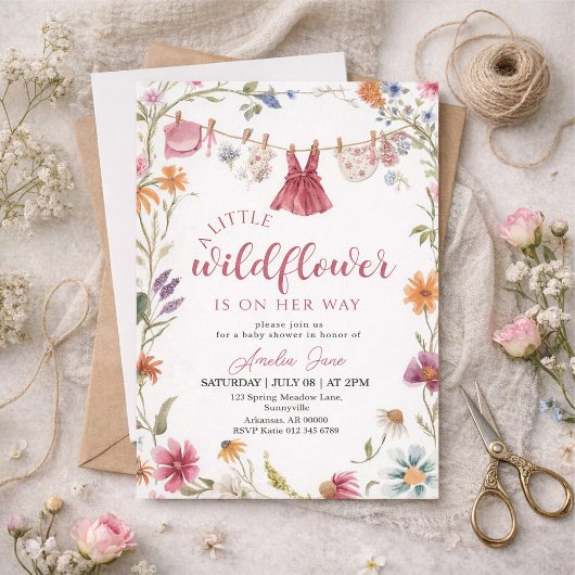 Invitation a little wildflower baby shower