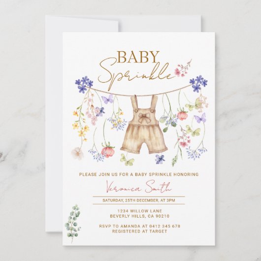 Invitation A Little Wildflower Girl Baby Sprinkle (Devant)