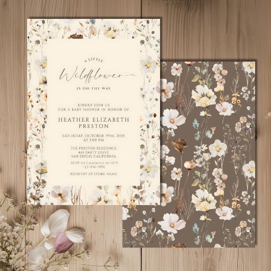 Invitation A Little Wildflower Rustic Baby Shower
